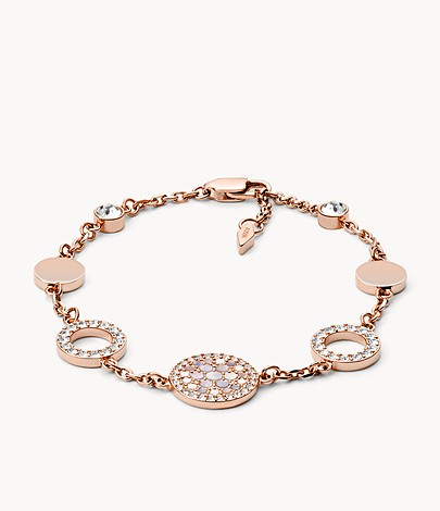 Bracelet FOSSIL Femme en Acier Rose Doré avec Nacre et Oxydes - JF01739791